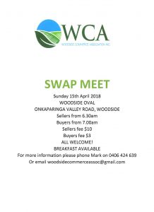 Woodside Buy, Sell and Swap Meet 15th April 2018