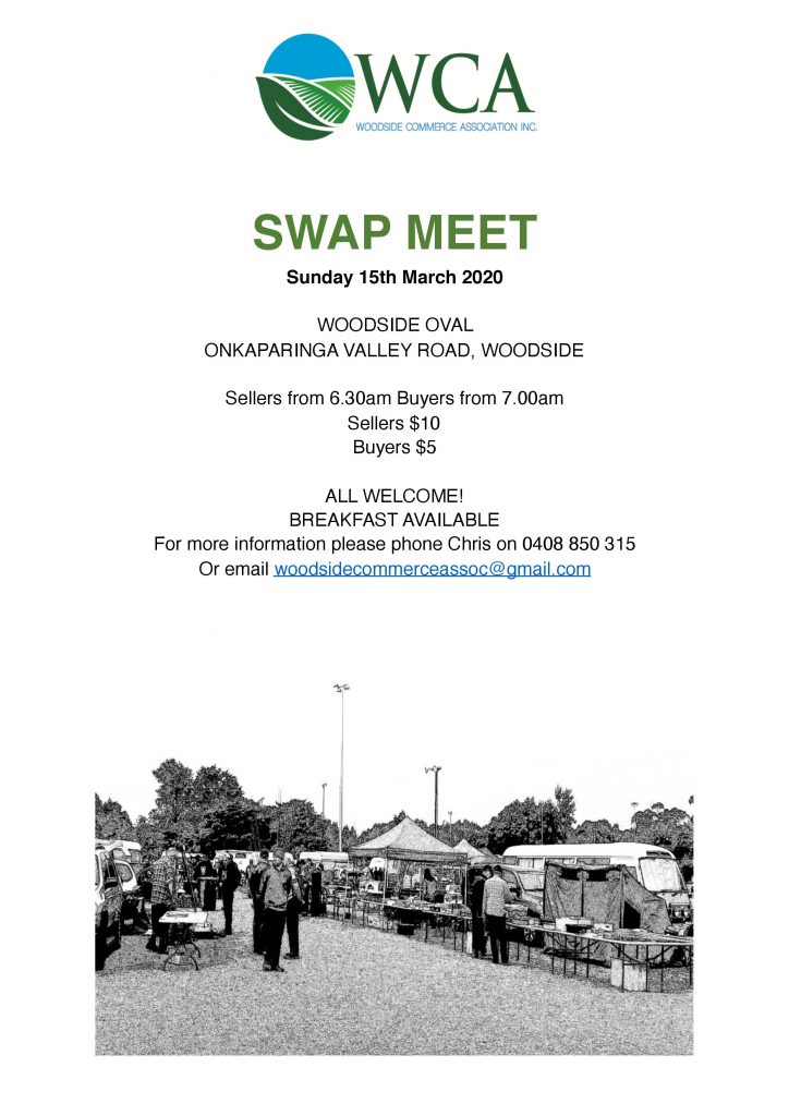 Woodside Commerce Association Swap Meet 15th March 2020